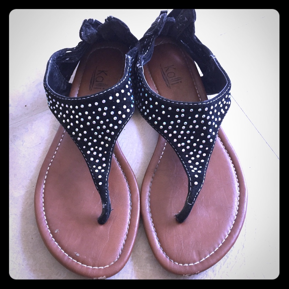 Black sandals rhinestones 👡